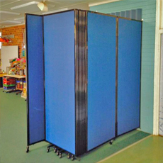 room divider blue fabric