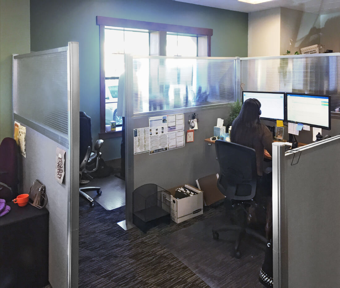 cloud gray cubicle partition