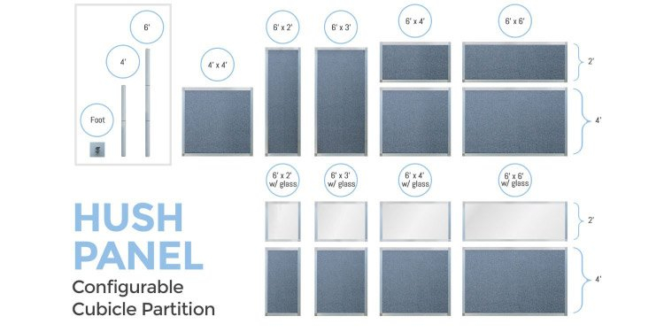 Hush Panel Configurable Cubicle Partition Panel and Window Options