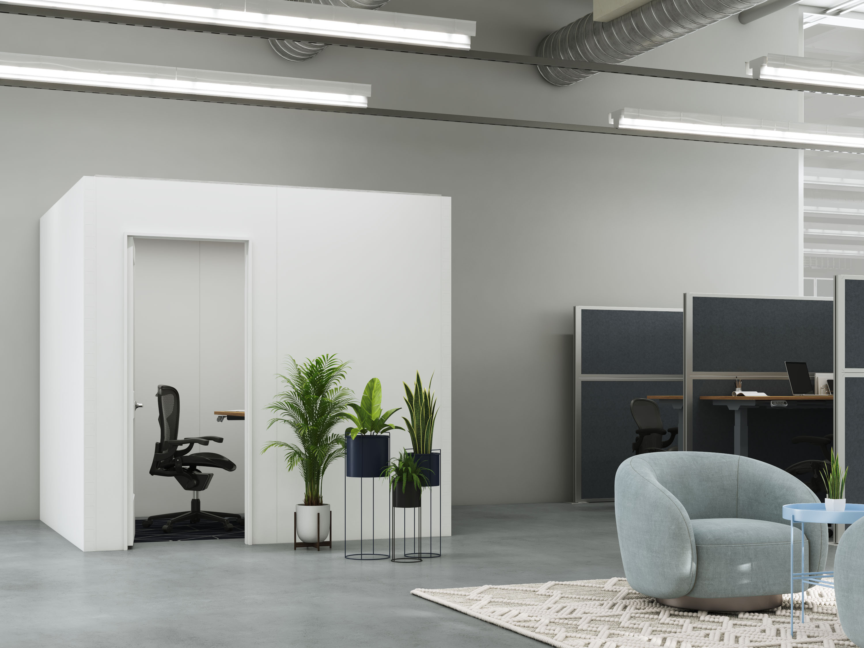 The office has EverPanel Room Kit that would give privacy or space for managers.