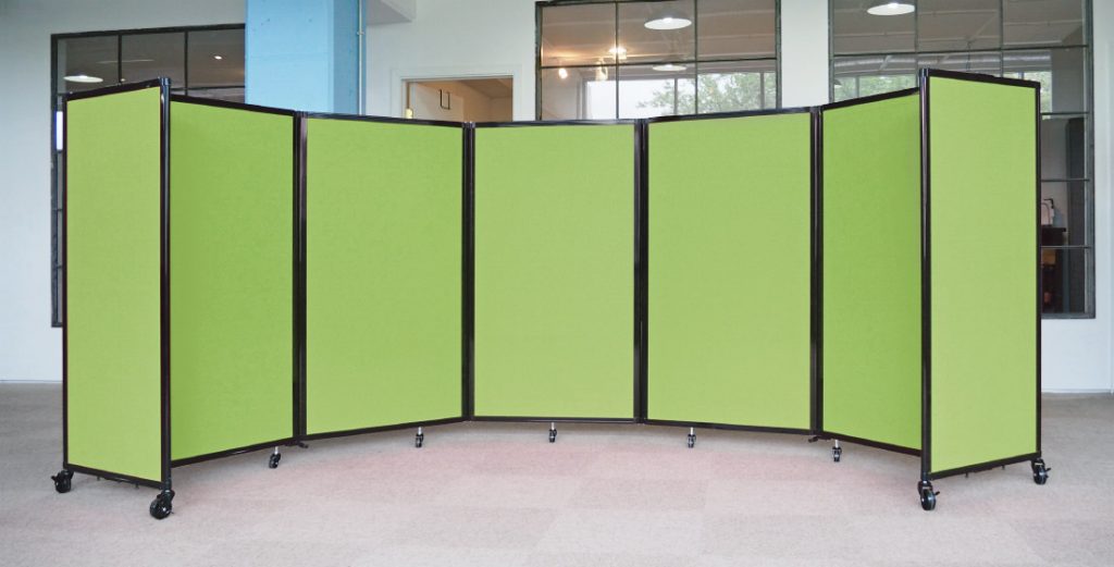A Room Divider 360® is arranged in a curved shape.