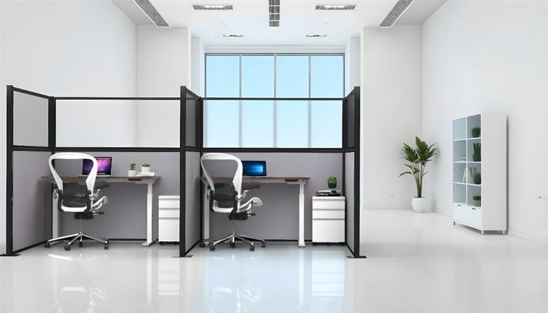 This office uses cubicle that separate each workplace