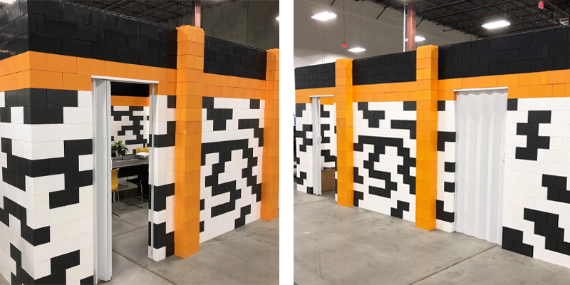 EverBlock Wall Kit used to create a popup office/conference room inside a warehouse